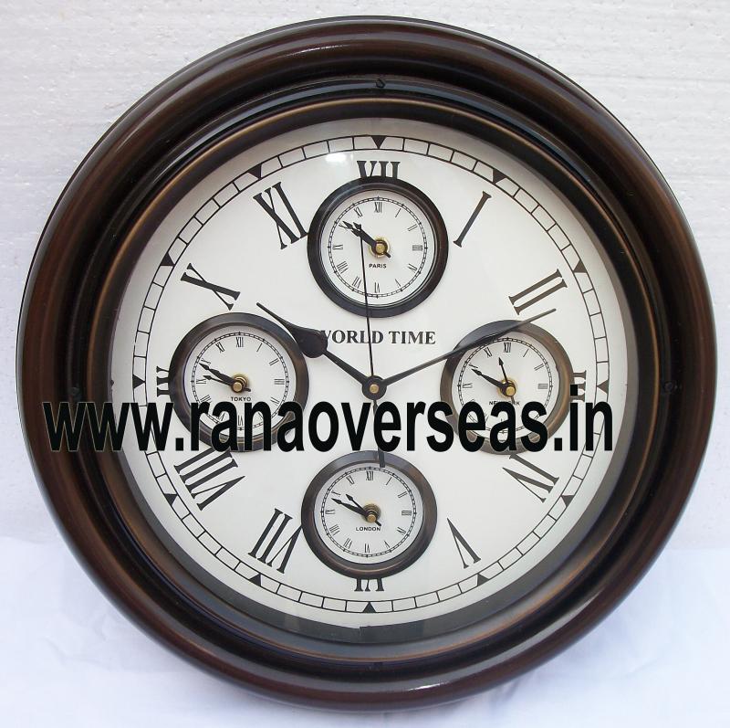 World time wooden clock