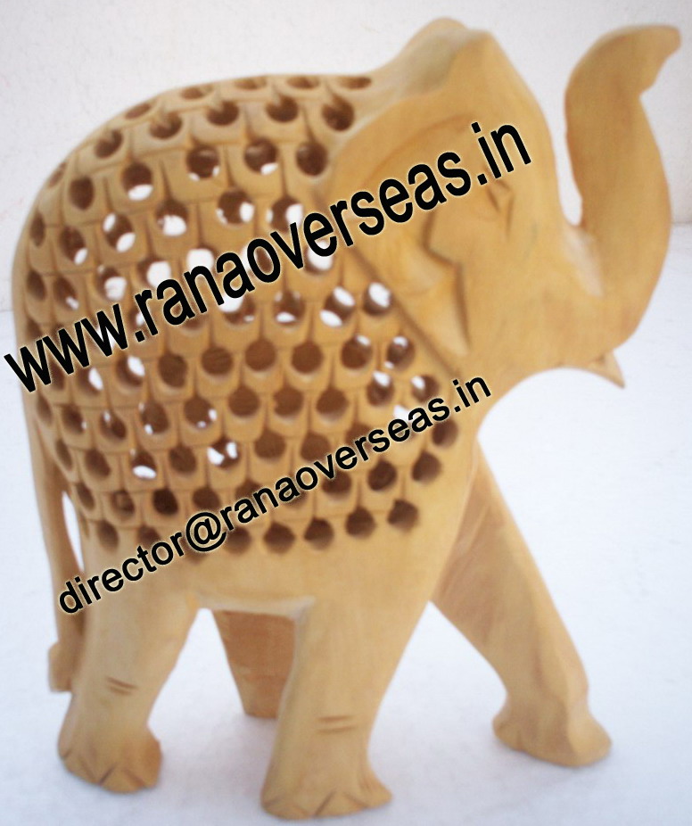 Wooden Carved Under Cut Elephant Set