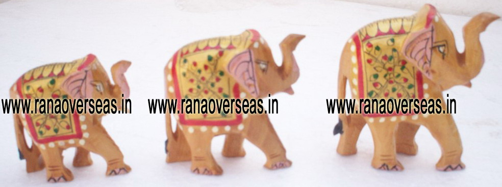 Wooden Painted Elephant Set