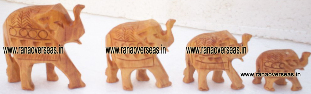 Wooden Carved Elephant Set