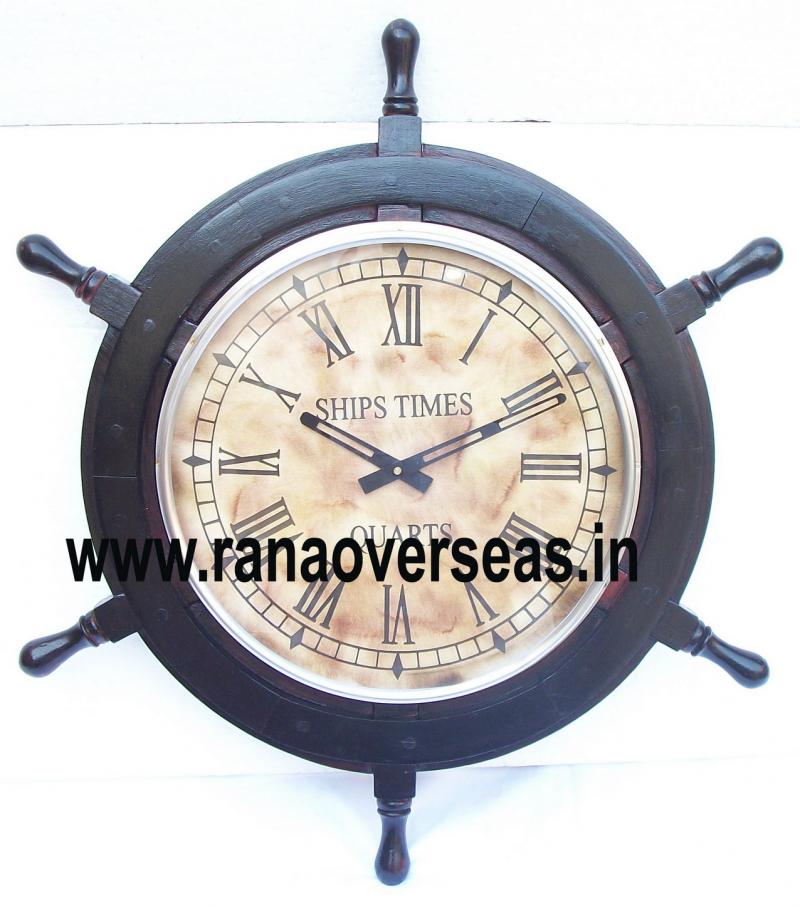 Wooden ship wheel clock in 24 Inches